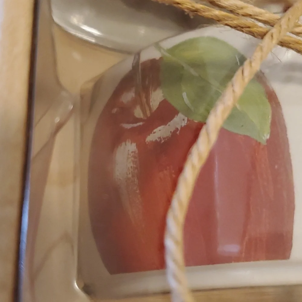 Apple Stoneware Dipping Bowl and Spreader Gift Set